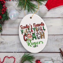 Carregar imagem no visualizador da galeria, Santa’s Favorite Volleyball Coach Personalized Christmas Ornament, Custom Sports Appreciation Gift