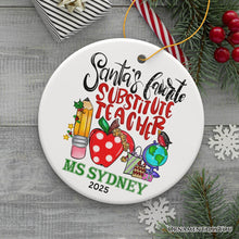 Carregar imagem no visualizador da galeria, Heartfelt Santa's Favorite Substitute Teacher Personalized Christmas Ornament, School Professor Appreciation Custom Gift