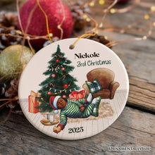 Carregar imagem no visualizador da galeria, Baby’s 3rd Christmas Personalized Ornament, Cookies and Milk & Holiday Tree