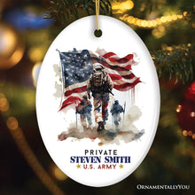 Carregar imagem no visualizador da galeria, U.S. Army Private Personalized Ornament, Veteran Christmas Decor and Military Gift