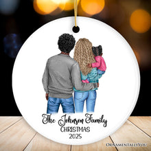 Carregar imagem no visualizador da galeria, New Family of Three Personalized Keepsake Christmas Ornament, Mom, Dad and Baby