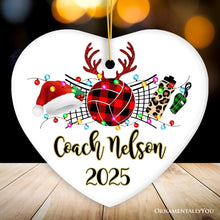 Carregar imagem no visualizador da galeria, Personalized Volleyball Buffalo Plaid Leopard Merry Christmas Ornament, Team and Coaches Gift