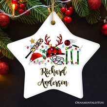 Carregar imagem no visualizador da galeria, Personalized Cricket Buffalo Plaid Leopard Merry Christmas Ornament, Team and Coaches Gift