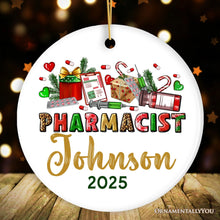 Cargar imagen en el visor de la galería, Colorful Pharmacist Appreciation Personalized Christmas Ornament, Custom Pharmacy Gift