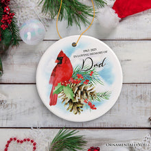 Carregar imagem no visualizador da galeria, Personalized Cardinal Memorial Ornament, In Loving Memory of Deceased Loved Ones with Dates