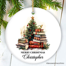 Load image into Gallery viewer, Book Lovers Christmas Tree Vintage Style Personalized Ornament