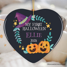 Cargar imagen en el visor de la galería, Cute & Colorful Pumpkin Personalized Ornament, Fun Halloween Children Custom Gift