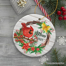Carregar imagem no visualizador da galeria, Personalized Cardinal Christmas Ornament with Name and Year, Ceramic Family Gift
