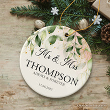 Carregar imagem no visualizador da galeria, Mr and Mrs Personalized Ornament, Elegant Wedding Couples Gift