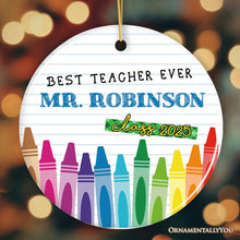 Load image into Gallery viewer, Best Teacher Ever Personalized Gift, Christmas Ornament with School Theme