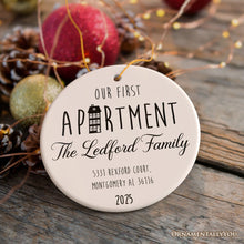 Carregar imagem no visualizador da galeria, Our First Apartment Keepsake Personalized Ornament, 1st Home Themed Christmas Gift
