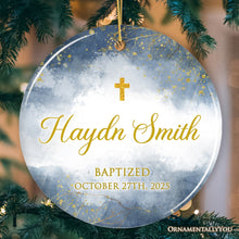 Load image into Gallery viewer, Artistic Baptized Baby Custom Ornament, Watercolor Christening Personalized Keepsake Gift