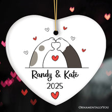 Carregar imagem no visualizador da galeria, Valentine Cat Paw Heart Personalized Ornament, Cat Lover Custom Name Gift
