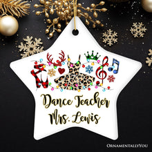 Carregar imagem no visualizador da galeria, Personalized Ballet Buffalo Plaid Leopard Merry Christmas Ornament, Dance Teacher Gift