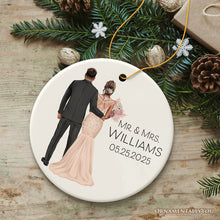 Load image into Gallery viewer, Elegant Wedding Bride and Groom Personalized Ornament, Marriage Ceremony Customized Gift