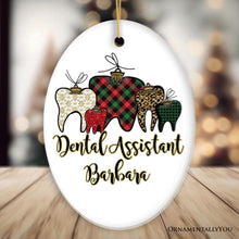 Load image into Gallery viewer, Dentist Buffalo Plaid Personalized Christmas Ornament, Funny Dental Student Gift