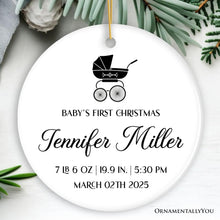 Carregar imagem no visualizador da galeria, Fully Detailed Baby’s First Christmas Personalized Ornament with Weight and Birth Year
