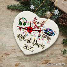 Carregar imagem no visualizador da galeria, Personalized Airplane Pilot Buffalo Plaid Christmas Ornament, Flight Aircraft Crew Gift Holiday Decoration