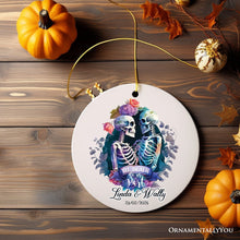 Carregar imagem no visualizador da galeria, Artistic Watercolor Wedding Personalized Ornament, Til Death Do Us Part Skeleton Love Custom Gift