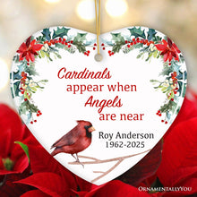 Carregar imagem no visualizador da galeria, Personalized Cardinals Appear When Angels Are Near Floral Heart Ornament