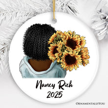 Load image into Gallery viewer, Small Town Girl with Sunflowers Personalized Ornament Gift, Farmhouse Christmas Tree Decor