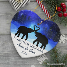 Carregar imagem no visualizador da galeria, Majestic Elephant Anniversary Personalized Gift for Couple, Romantic Christmas Ornament, Xmas Together Keepsake Gift