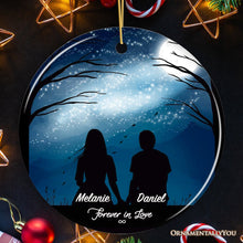 Carregar imagem no visualizador da galeria, Forever in Love Personalized Silhouette Couple Ornament, Night Sky Stars and Moon