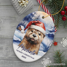 Carregar imagem no visualizador da galeria, Otter with Santa Hat Personalized Ornament, Festive Christmas Gift With Custom Name and Date