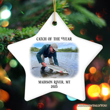 Carregar imagem no visualizador da galeria, Personalized Fishing Keepsake Ornament Gift, Catch of the Year Photo