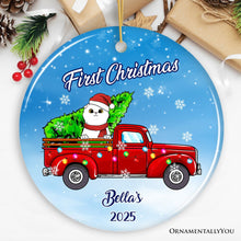 Carregar imagem no visualizador da galeria, Personalized Christmas Cat Family Ornament, Up to Three Kittens with Names