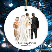 Load image into Gallery viewer, Bride and Groom with Parents Wedding Gift Ornament Personalized