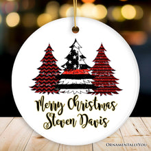 Cargar imagen en el visor de la galería, Firefighter Flag Tree Personalized Ornament, Red Line Appreciation Retirement Gift