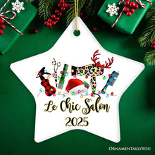 Carregar imagem no visualizador da galeria, Personalized Hair Stylist Buffalo Plaid Leopard Merry Christmas Ornament, Hair Hustler Gift