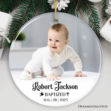 Carregar imagem no visualizador da galeria, Baby Baptism Personalized Photo Ornament, Christening Keepsake Gift