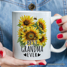 Load image into Gallery viewer, Best Grandma Ever Personalized Mug, Sunflower Grandmother Gift With Custom Name and Date