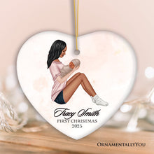 Carregar imagem no visualizador da galeria, Mother and Newborn Baby Personalized First Christmas Ornament