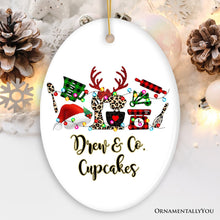 Carregar imagem no visualizador da galeria, Personalized Baker Buffalo Plaid Leopard Merry Christmas Ornament, Baking Gift