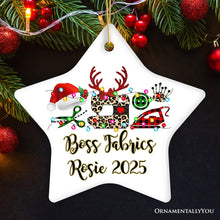 Carregar imagem no visualizador da galeria, Personalized Sewing Buffalo Plaid Leopard Merry Christmas Ornament, Clothing Stylist Gift
