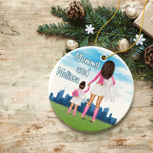 Carregar imagem no visualizador da galeria, Superhero Mom and Daughter Personalized Ornament, Wonder Woman Christmas Gift for Mother with Child