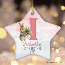 Carregar imagem no visualizador da galeria, Cute Bunny Rabbit Child Personalized Christmas Monogram Ornament