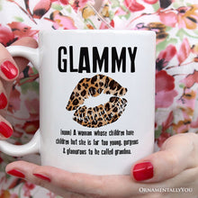 Carregar imagem no visualizador da galeria, Leopard Lips Glammy Definition Personalized Mug, Coquette Grandma Gift With Custom Name