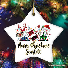 Carregar imagem no visualizador da galeria, Personalized Waitress Buffalo Plaid Leopard Merry Christmas Ornament Gift