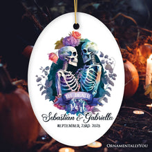 Carregar imagem no visualizador da galeria, Artistic Watercolor Wedding Personalized Ornament, Til Death Do Us Part Skeleton Love Custom Gift