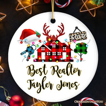 Carregar imagem no visualizador da galeria, Personalized Realtor Buffalo Plaid Leopard Merry Christmas Ornament, Gift From Customers