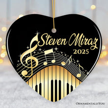 Load image into Gallery viewer, Elegant Gold Music Note Piano Keys Personalized Ornament, Customizable Music Teacher Student Keepsake Gift