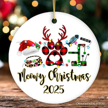 Carregar imagem no visualizador da galeria, Personalized Cat Buffalo Plaid Leopard Merry Christmas Ornament, Cat Mom Gift
