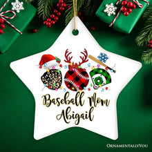 Carregar imagem no visualizador da galeria, Personalized Baseball Buffalo Plaid Leopard Merry Christmas Ornament, Team and Coaches Gift