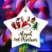 Carregar imagem no visualizador da galeria, Personalized Baby Christmas Buffalo Plaid Leopard Ornament Gift