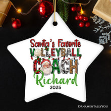 Carregar imagem no visualizador da galeria, Santa’s Favorite Volleyball Coach Personalized Christmas Ornament, Custom Sports Appreciation Gift