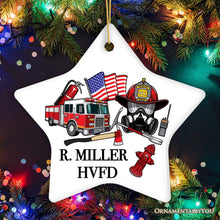 Carregar imagem no visualizador da galeria, Firefighter Personalized Ornament, Fireman Christmas Appreciation Gift with Custom Name